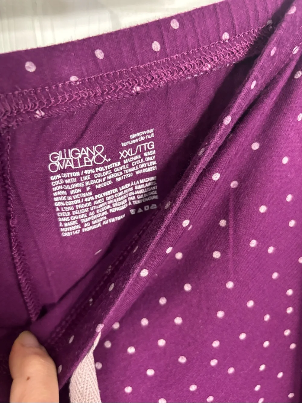 Women's Lavender long sleeve & Plum Polka Dot pajama pants set
